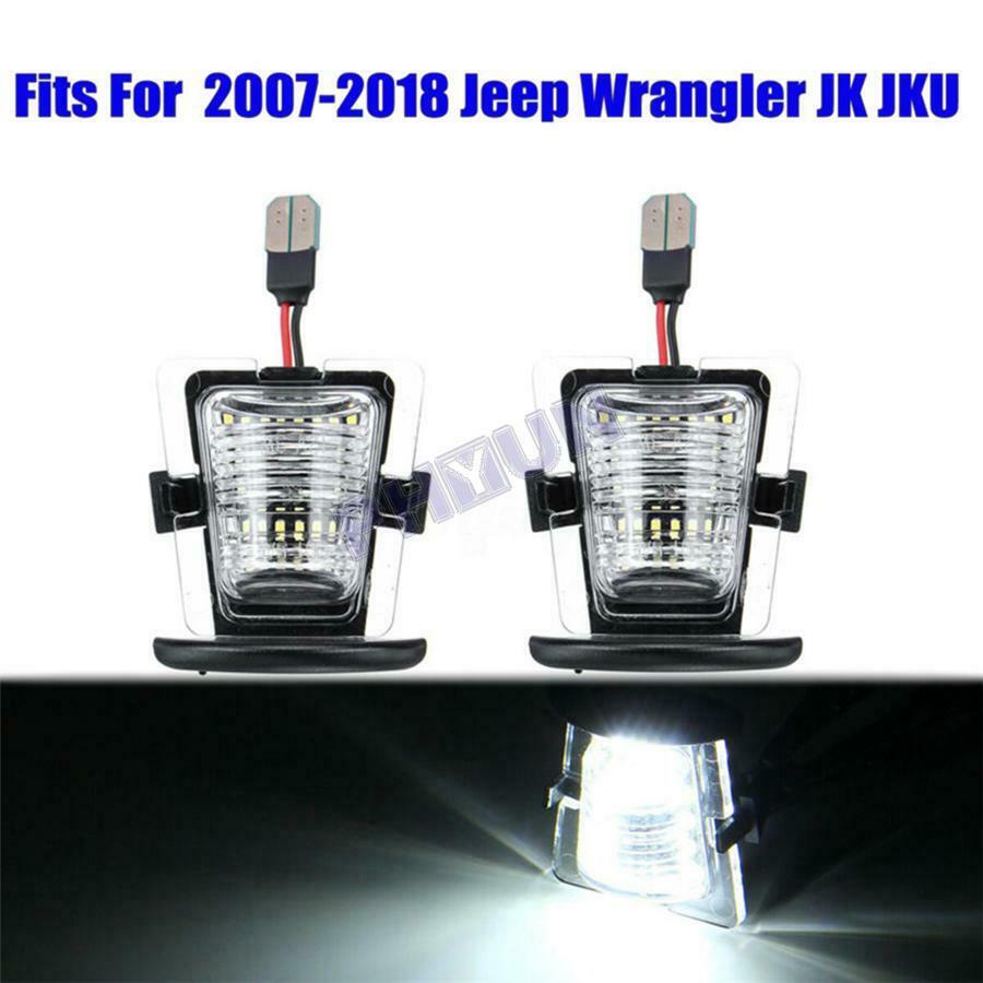 For 07-18 Jeep Wrangler JK Rear License Plate Light Bumper Lamp Clear Lens White