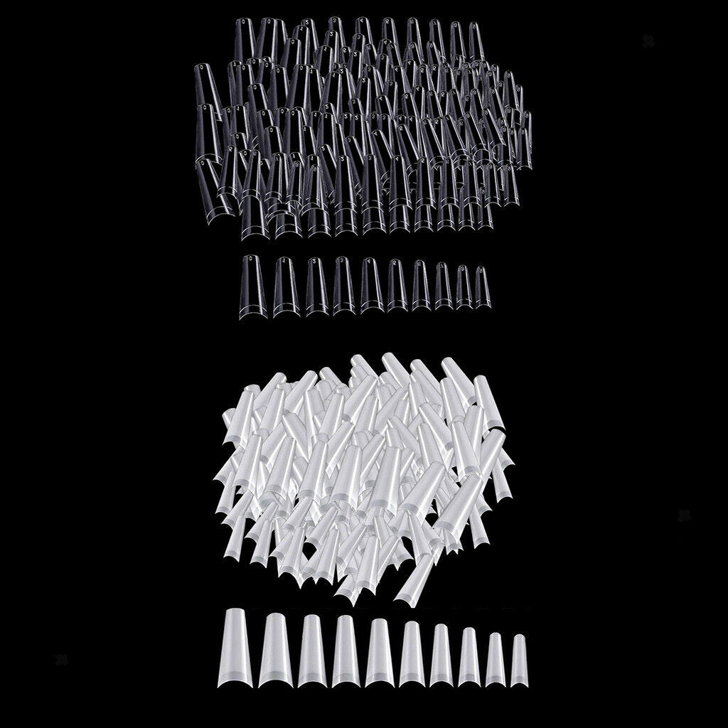 1000Pcs C Curve False Nails Half Cover Press on Nail Tips DIY 10 Sizes