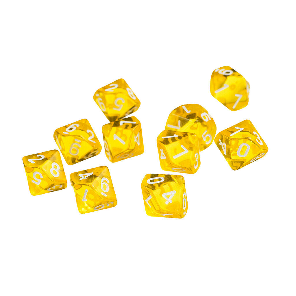10 Yellow Pieces Ten Sided D10 Dice with A Cup of Dice for D & D Trpg