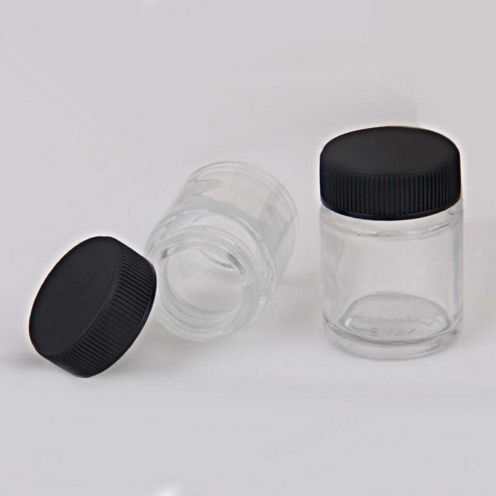 10pcs Standard 22CC Glass Airbrush Bottles Black Lids Airbrush Bottle Set