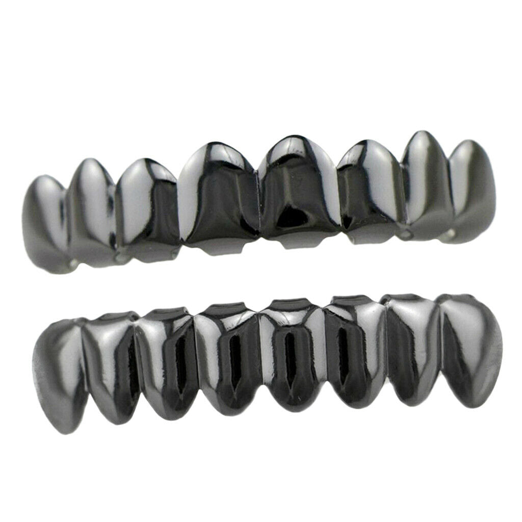 6x Hiphop 8 Top / Bottom Teeth Grill  Mouth Tooth Caps Party Jewellery