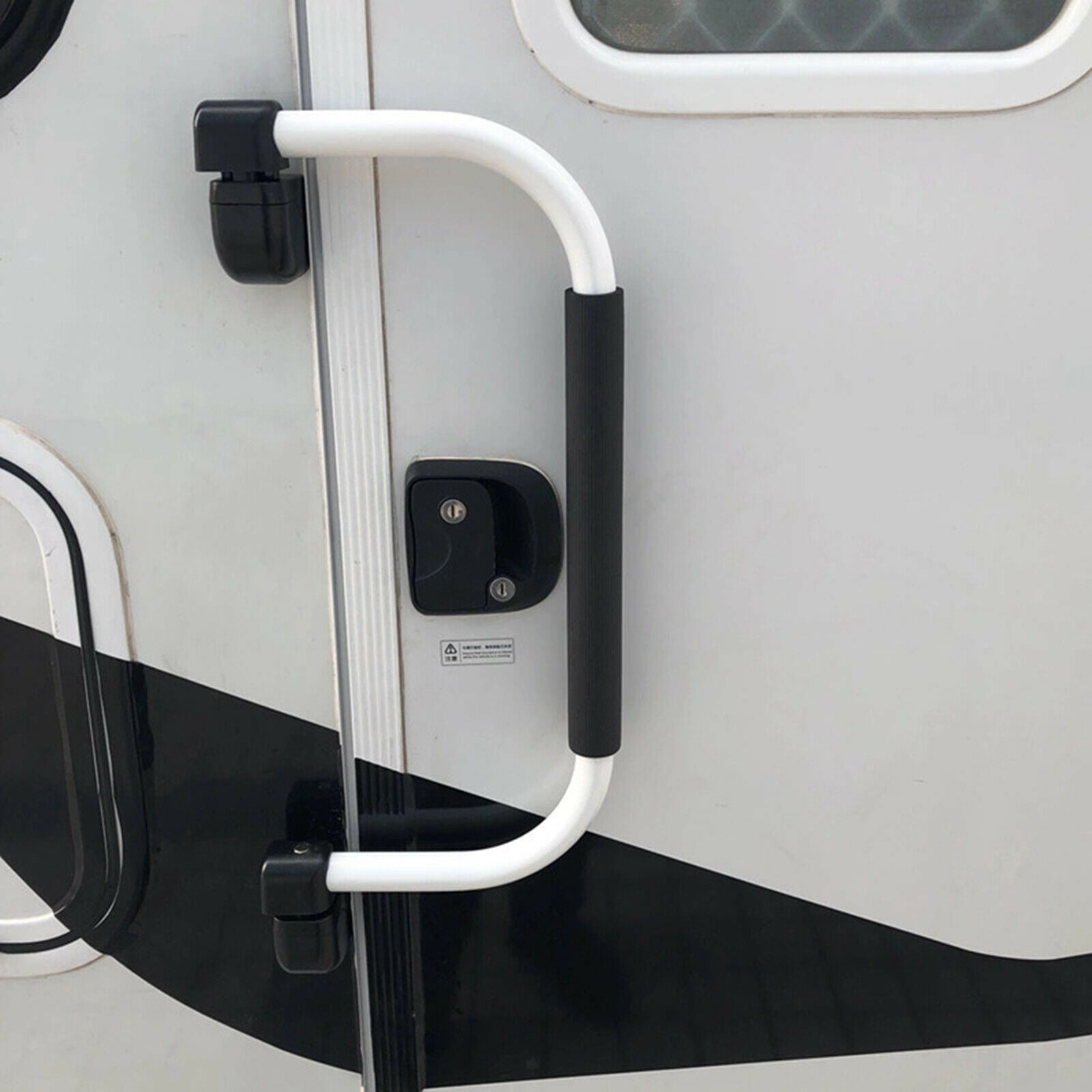Metal Folding Lend-A Handle Assist Bar for RV Boats Camper w/Foam Grip White