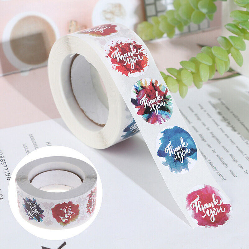 500Pcs Thank You Stickers Hand Made Love Labels Round Heart Business Stic.l8