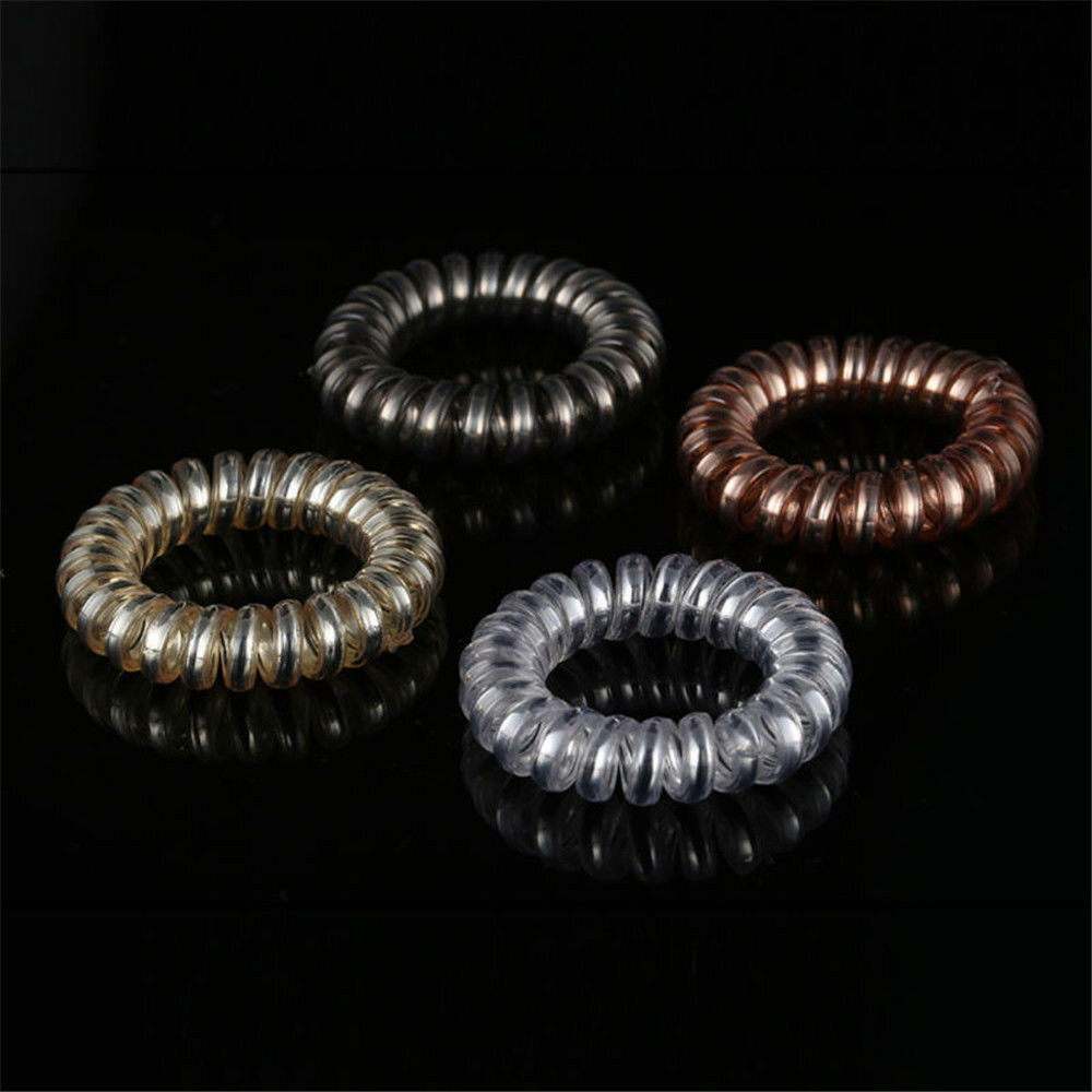 12PCS Rubber Telephone Wire Hair Ties Spiral Hair Head Elastic Bands Lot