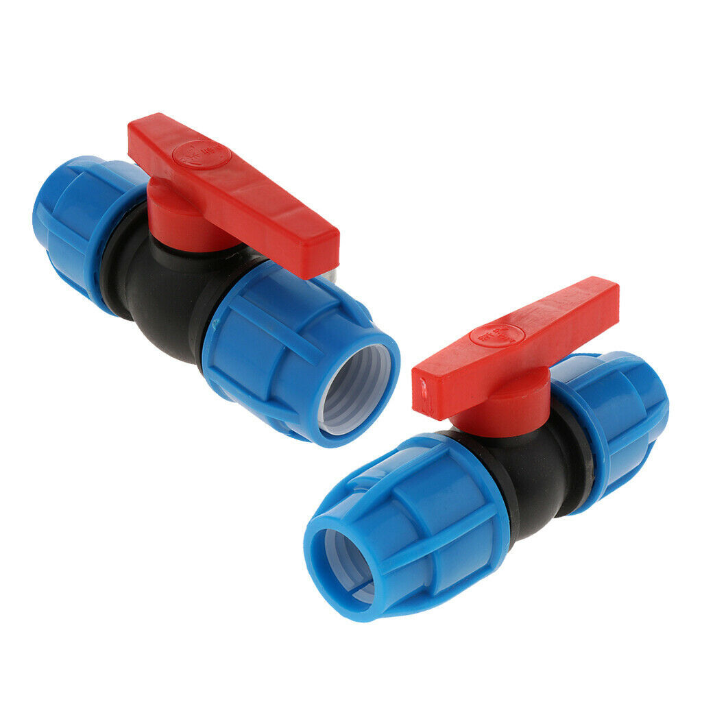 2 X Ball Valves Hose Connectors Irrigation Tubing Ball Valve Straight Stop Valve