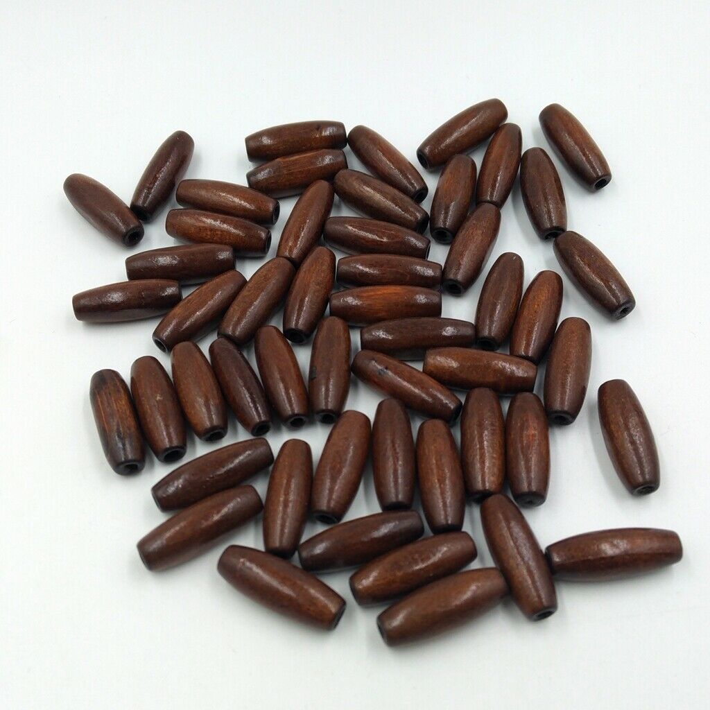 100pcs Brown and Beige Oval Wooden Boho Style Beads Jewellery Findings 23mm