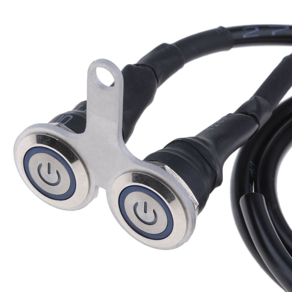 12V Aluminum Alloy Dual Push Button Switch Waterproof LED ON/OFF Blue