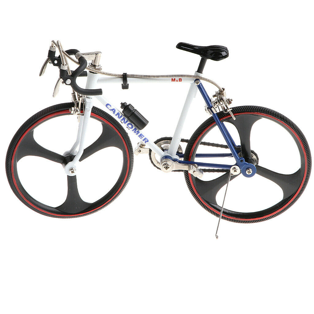 1:10 Scale Metal Decorative Bicycle Blue White Road Bike Coffee Bar Decor