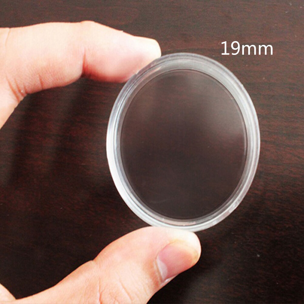 10pcs 19mm Clear Round Cases Coin Storage Capsules Holder Round Plasti.l8