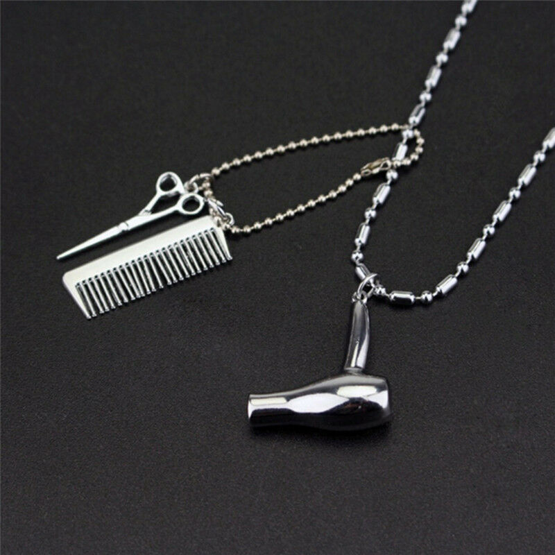 Hair Dryer/Scissor/Comb Dangle Pendant Necklace Hair Stylist Jewelry Gif Brp Pb