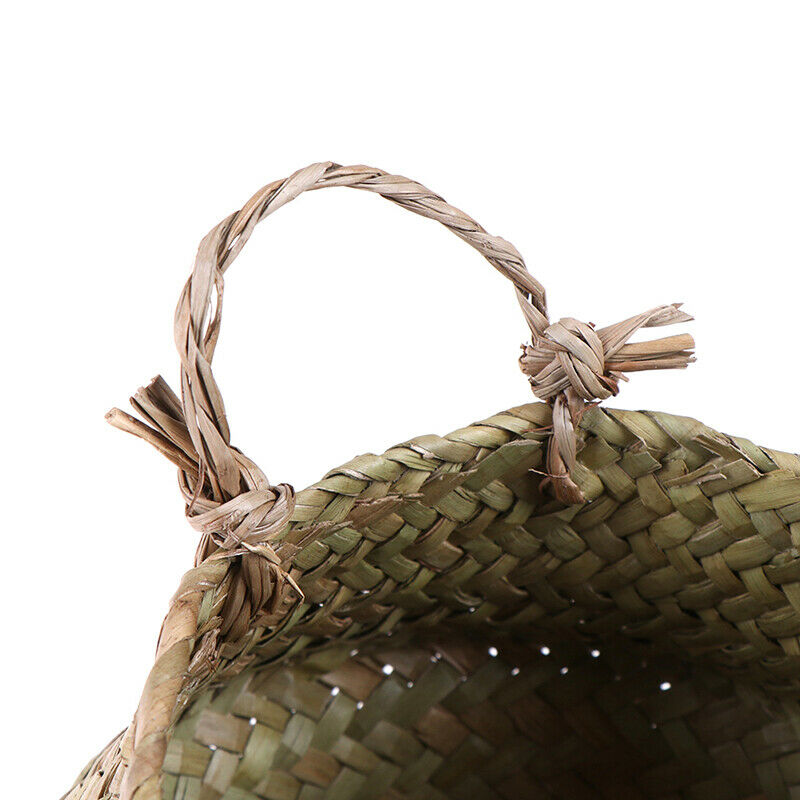 Storage Basket Rattan Straw Basket Wicker Folding Flower  Pot Flower Bask.l8