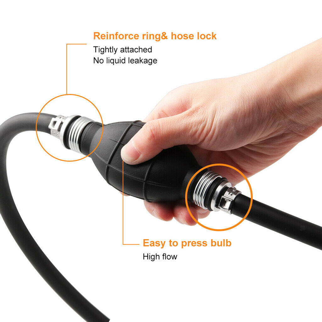 8MM Portable Car Manual Hand Siphon Pump Gas Fuel Liquids Flexible Transfer