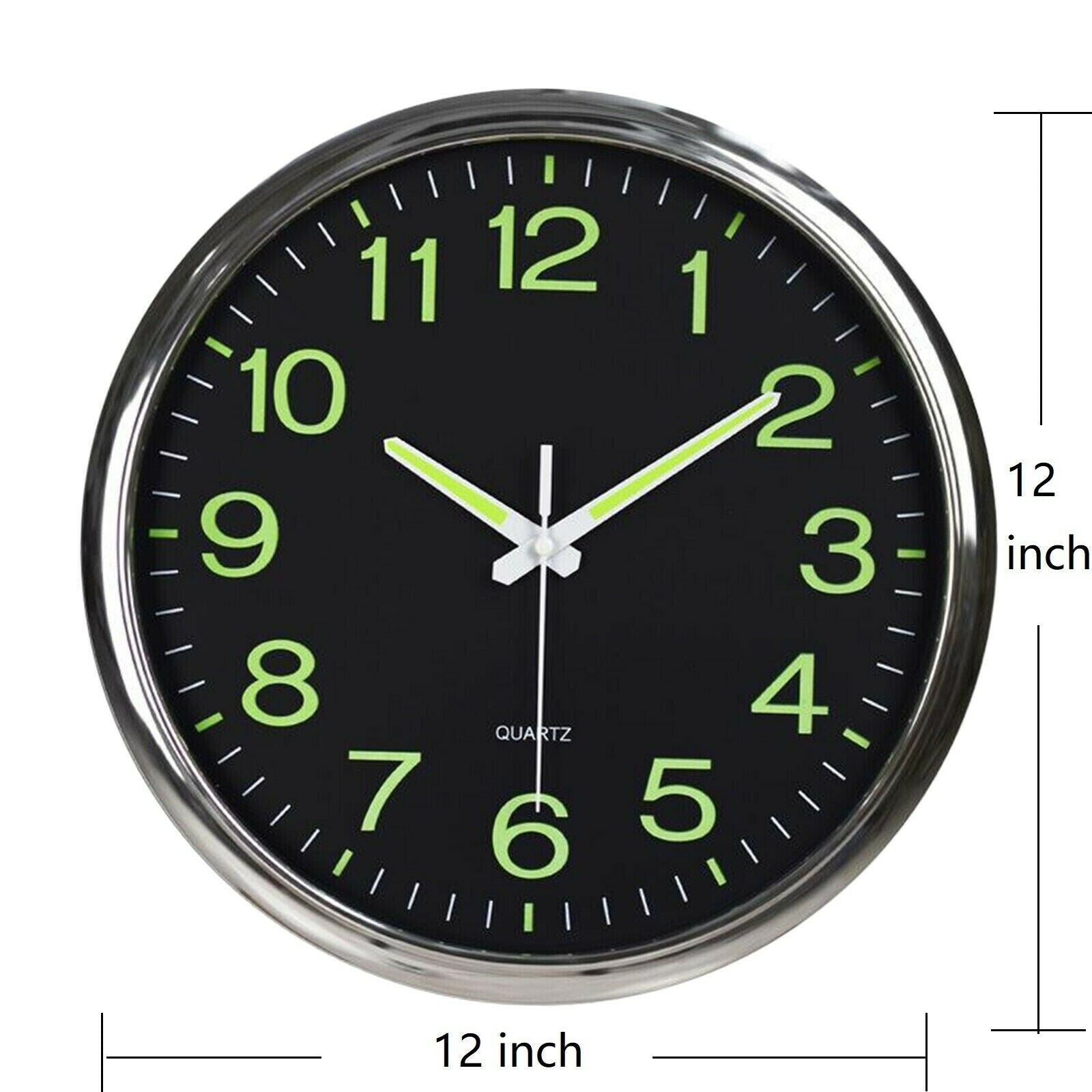 Luminous Wall Clock, Silent Non-Ticking Round Quartz Battery Operated Wall