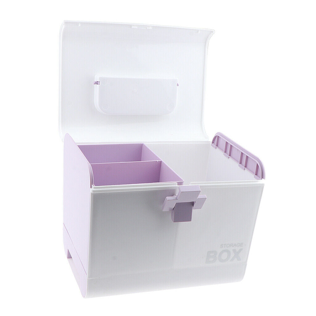Multi-Use Medicine Art Supplies Organizer Box Makeup Storage Case Purple