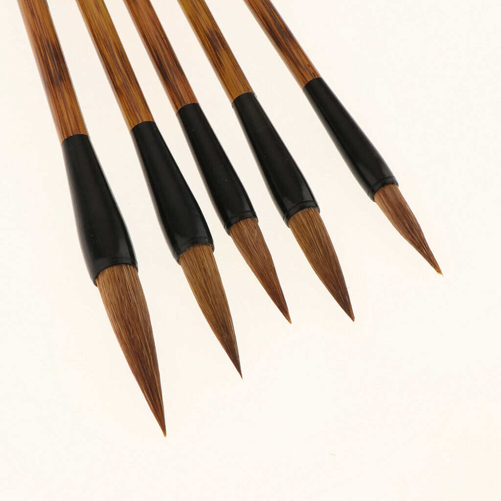 5pcs/pack Chinese Calligraphy Wolf Hair Brush Pen Writing Painting Art Craft