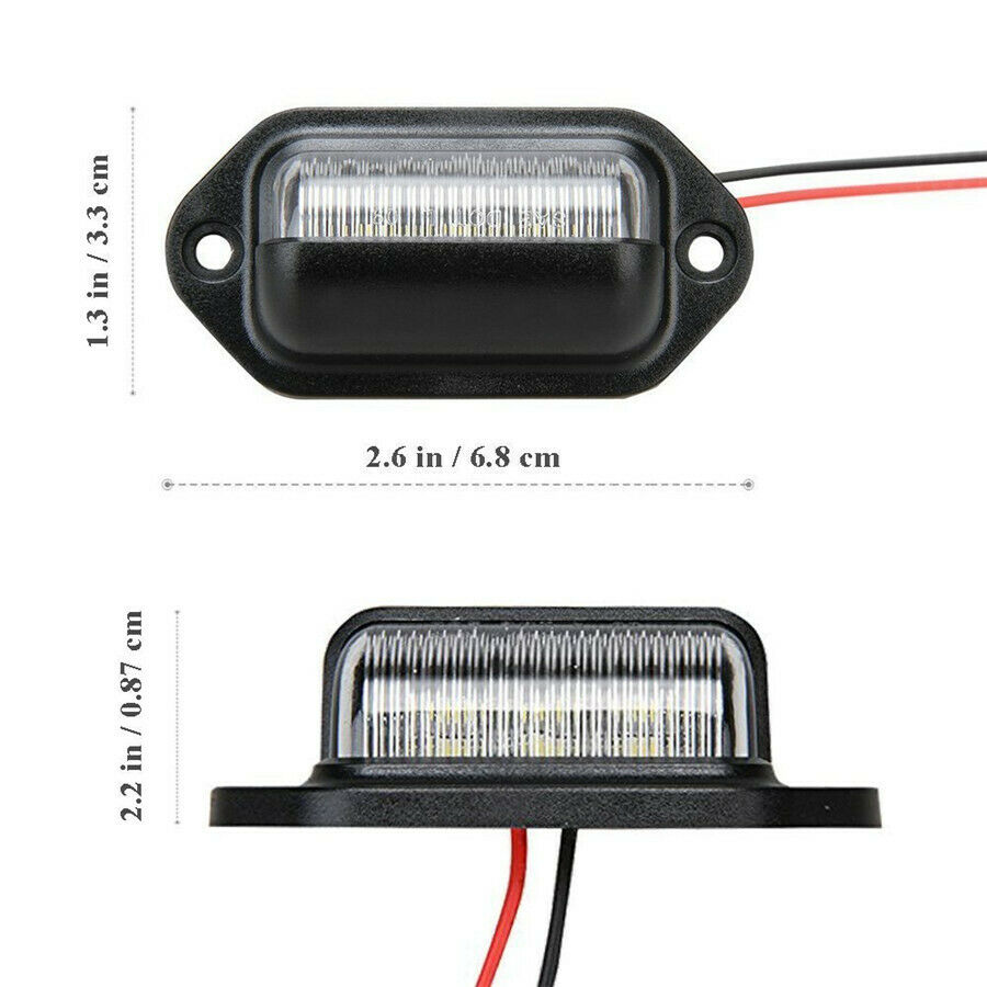 2PCS 6-SMD LED License Plate Tag Light Lamps 6000K White 1.8W Car lighting bulbs