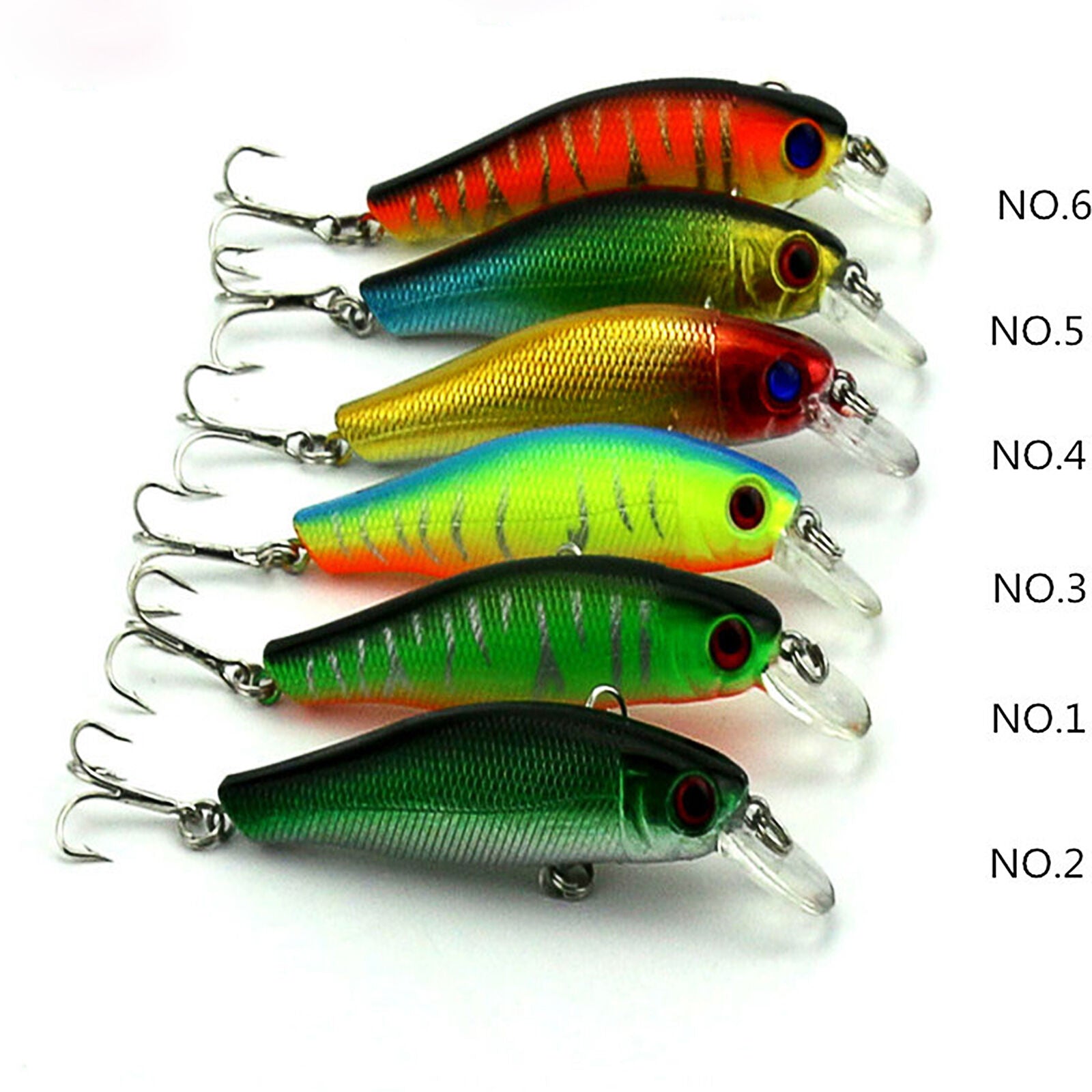 6 PCS 6# Hooks Minnow Fishing Lure Set Hard Lure Bait 8.5cm/8.9g