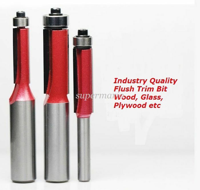 1pcs Double Flutes 1/4" x 3/8" Straight Flush Trim Router Cutter Bit Bearing