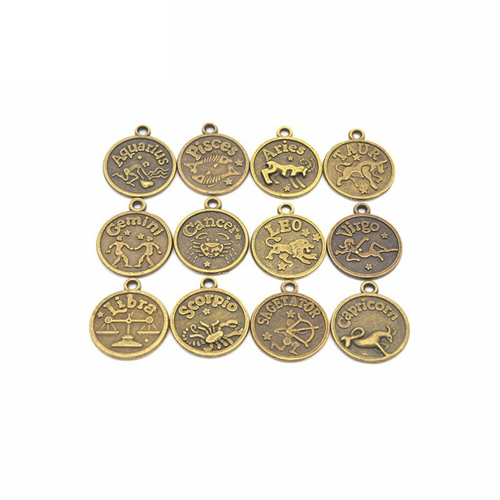 36pcs HOROSCOPE Zodiac STAR SIGN PENDANT CHARMS FOR JEWELRY MAKING FINDINGS