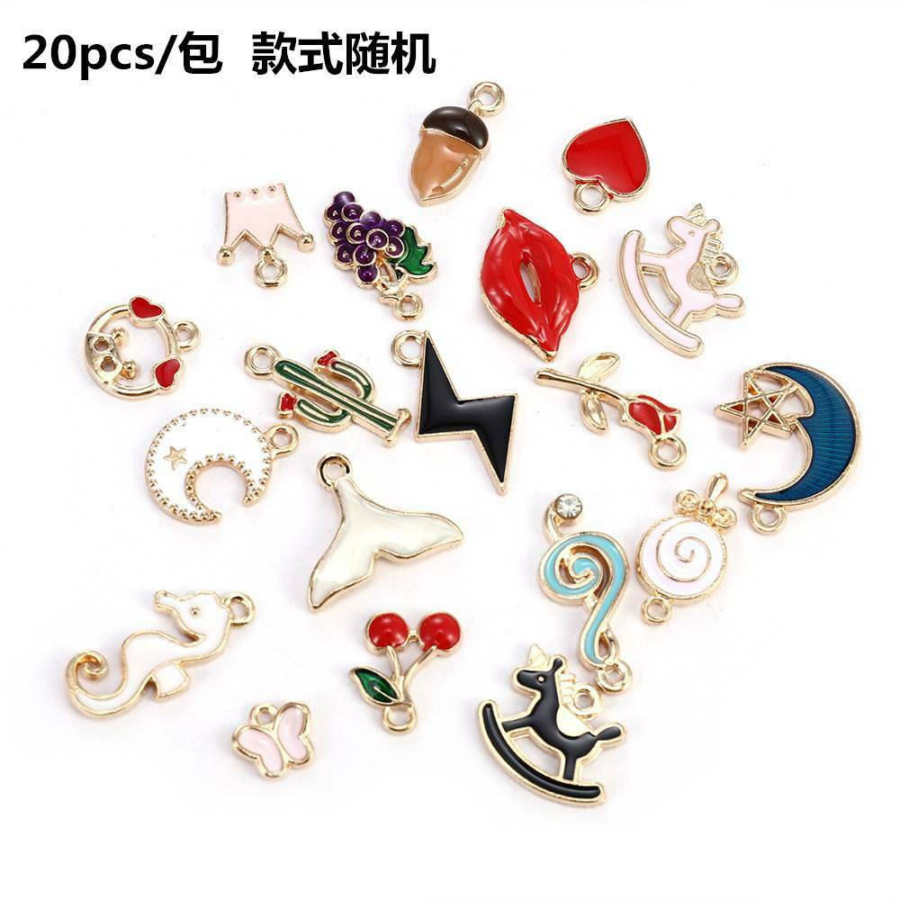 20Pc/Set Enamel Mixed Random Send Alloy Pendant Charms Jewelry DIY Accessory Lot