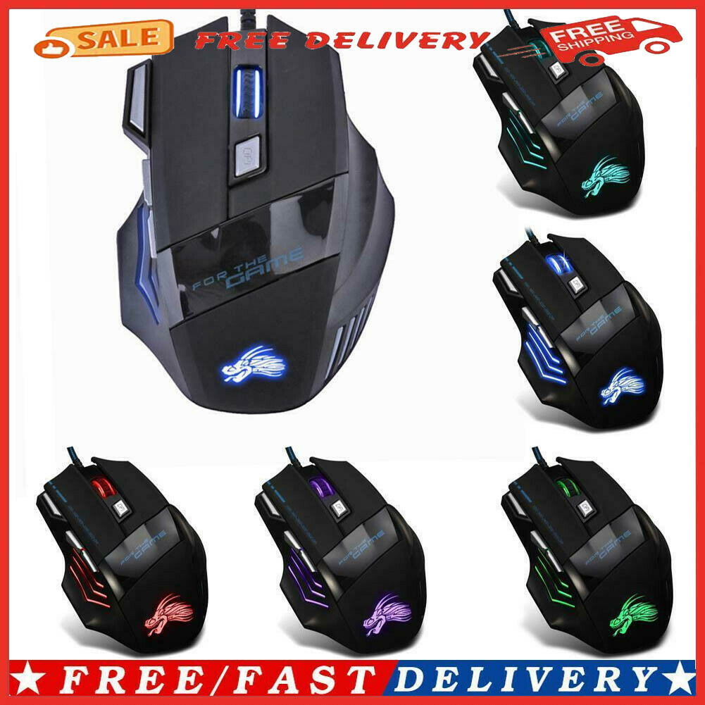5500DPI LED Optical USB Wired Gaming Mouse 7 Buttons Gamer Computer Mice