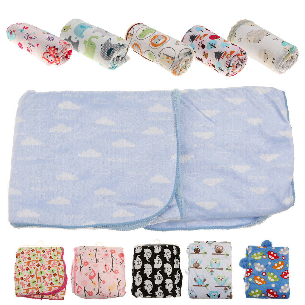Newborn Baby Berber Fleece Blanket Bedding Set Unisex Owl and Elephants