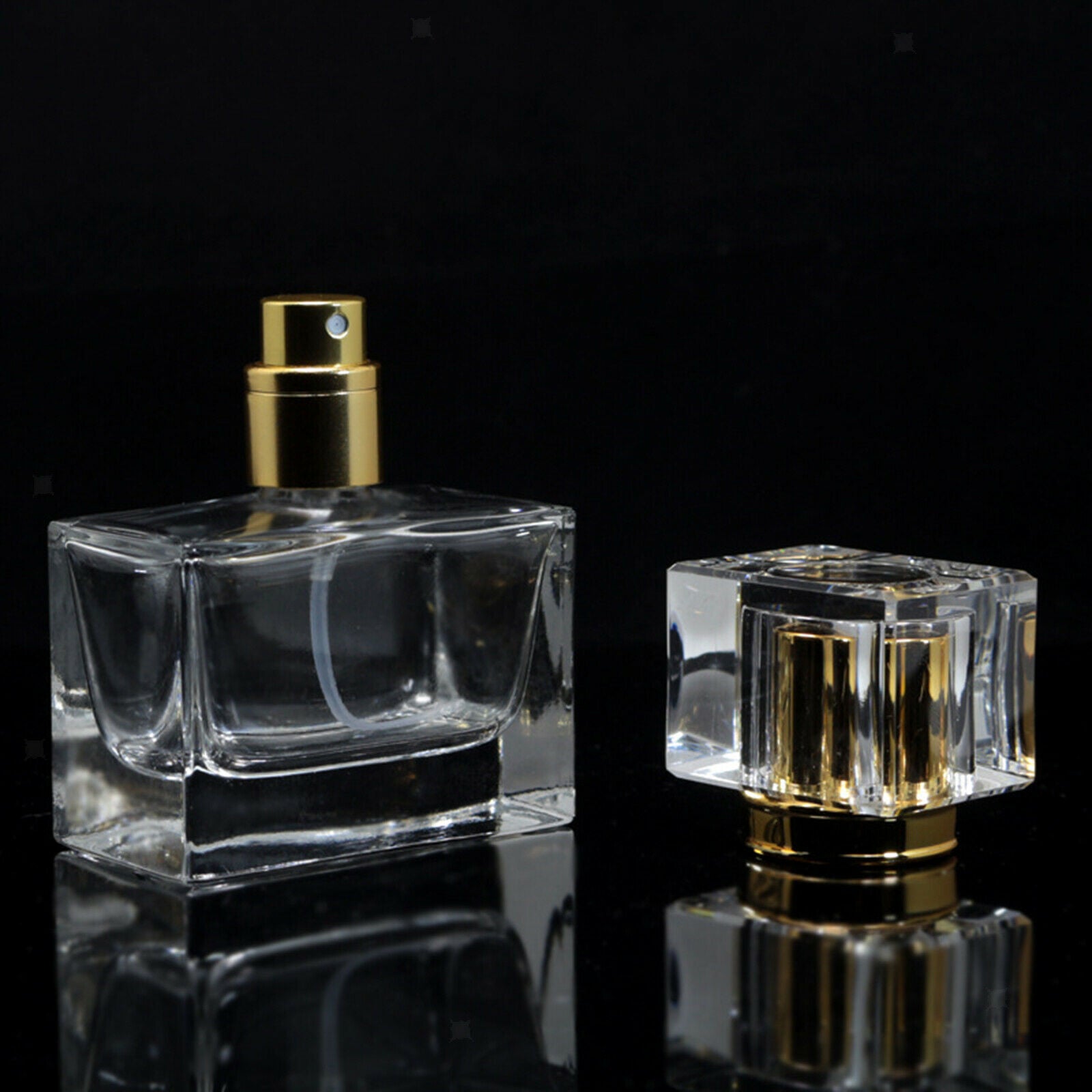 30ml Square Empty Clear Glass Fine Mist Perfume Spray Bottle Jar Atomizer