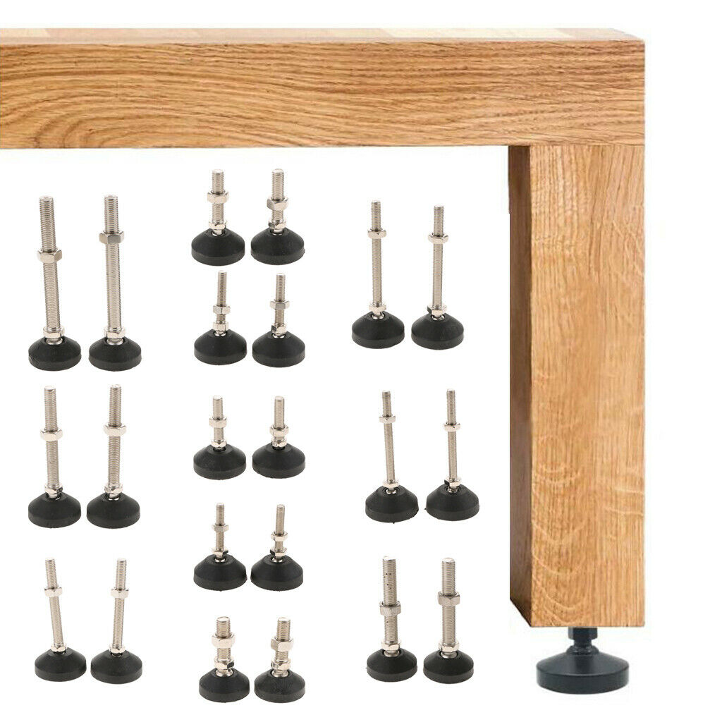 4x Carbon Steel Adjustable Furniture Leveler Leveling Feet 50mm 50-M10x50mm