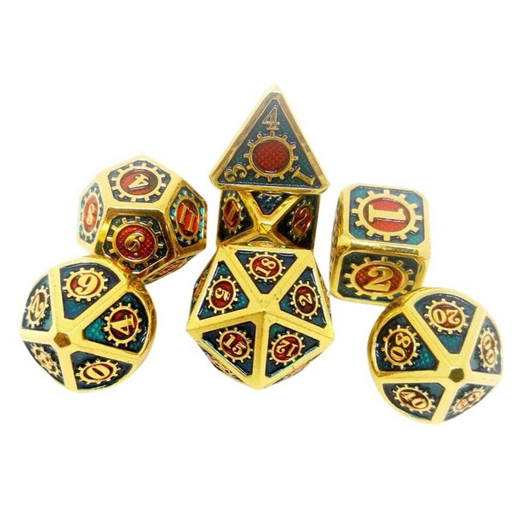 7x Polyhedral Multi-sided Zinc Alloy for DnD D&D Pathfinder Board Games 20