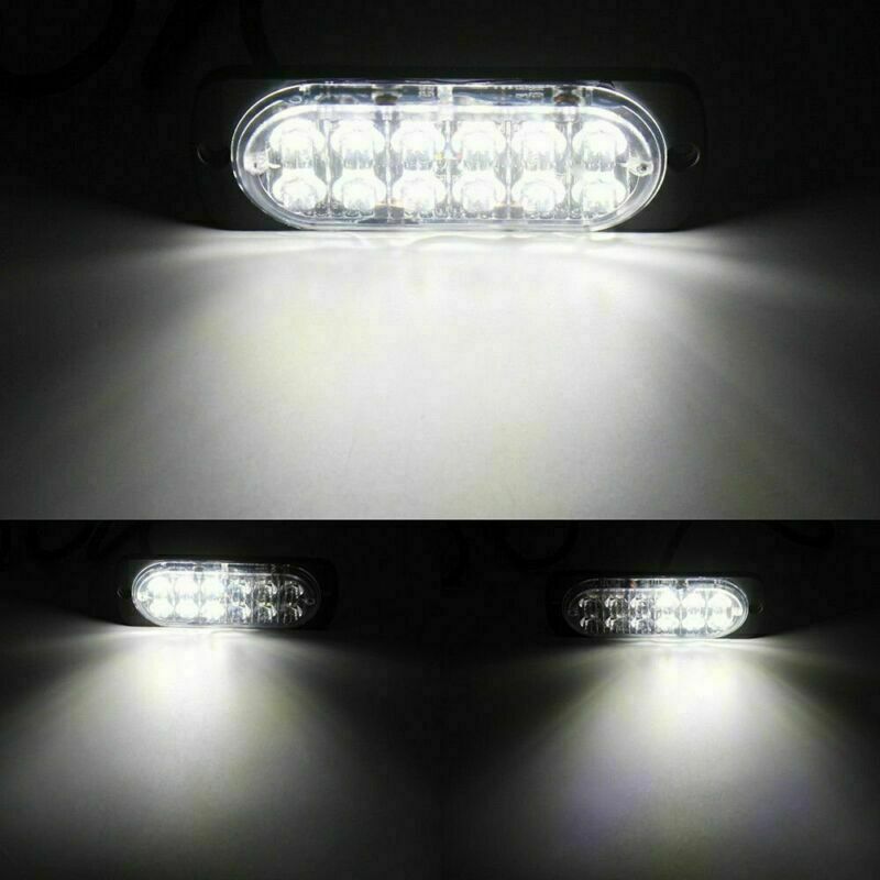 6x White 12 LED Truck Emergency Beacon Warning Hazard Flash Strobe Light 12-24V
