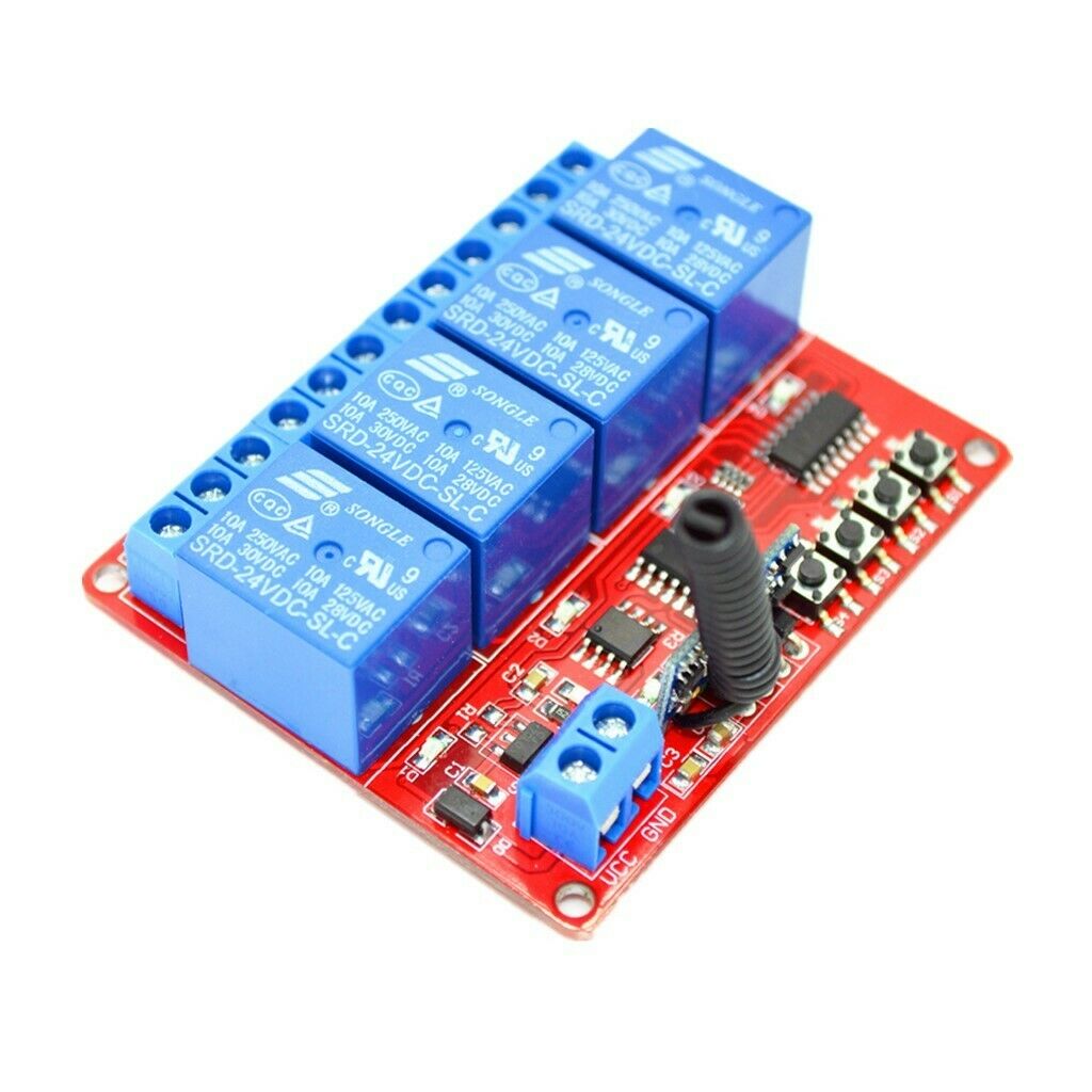 24V 4CH Relay Wireless Remote Control Lamp LED Switch Transceiver 1000m