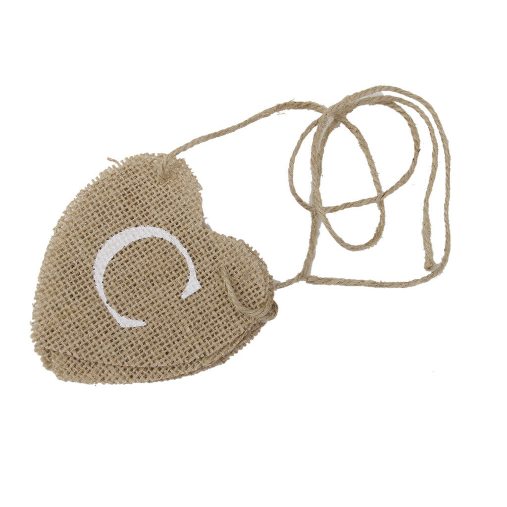 5 Pcs Cards Hessian Bunting Banner Heart Rustic Wedding Decor