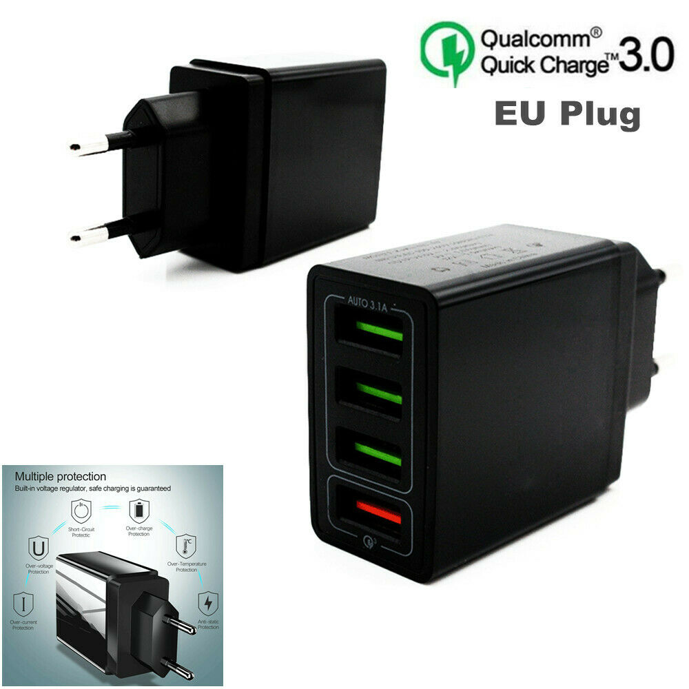 QC3.0 Fast Quick Charge 4 USB Ports Hub Wall Charger Power Adapter EU Plug 5 V