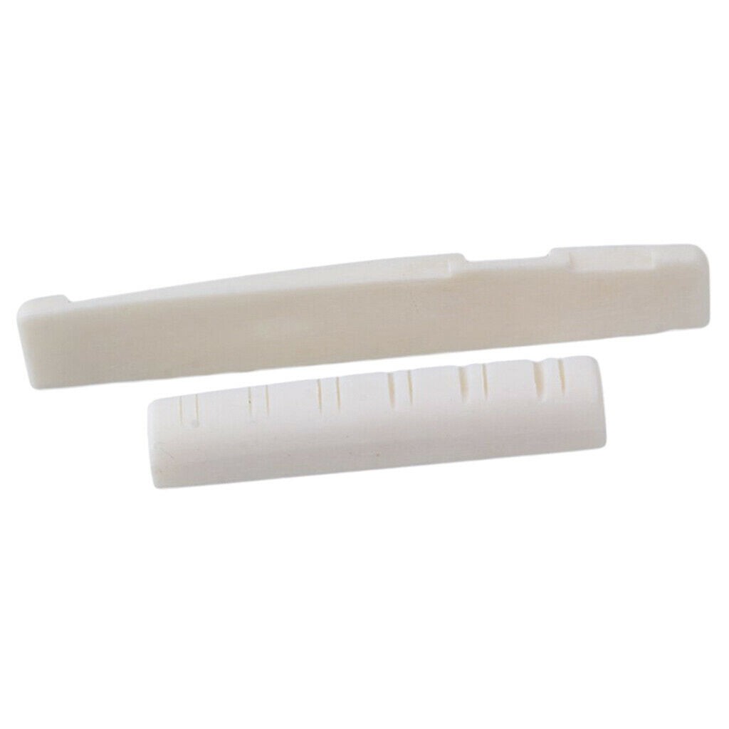1Set of String Bridge Saddle Nut Carved Cattle Bone for Folk Acoustic Guitar