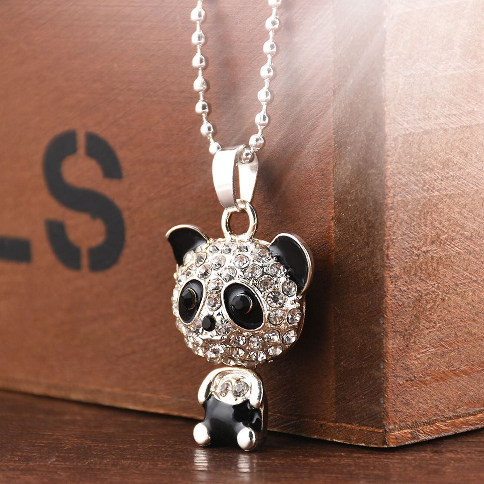 Women Delicat Fashion Cute Necklace Rhinestone Panda Pendant Chain Jewelry Gift