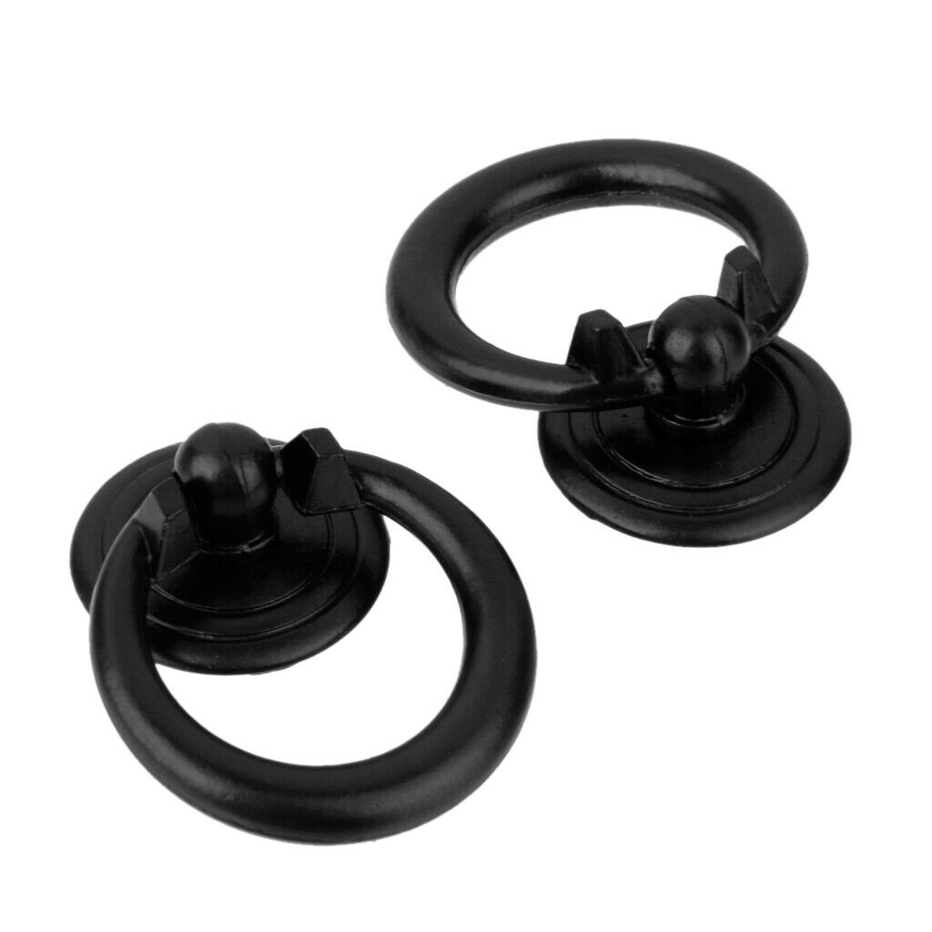2PCS/Pack Black Metal Kitchen Cabinet Door Pulls Rings Drawer Bin Handles