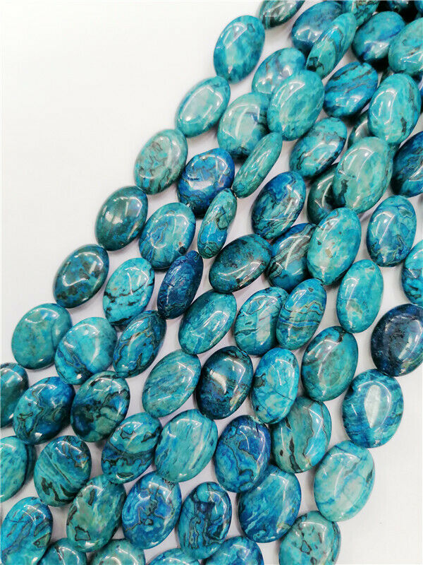 1 Strand 18x13x6mm Blue Crazy Lace Agate Oval Spacer Loose Beads 15.5" HH8756