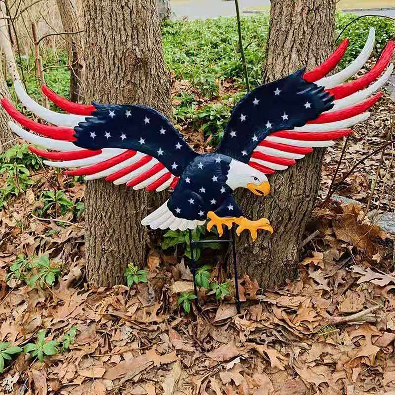 American Eagle Garden Decoration Ground Plug in Lawn Outdoor Yard Decor Crafts