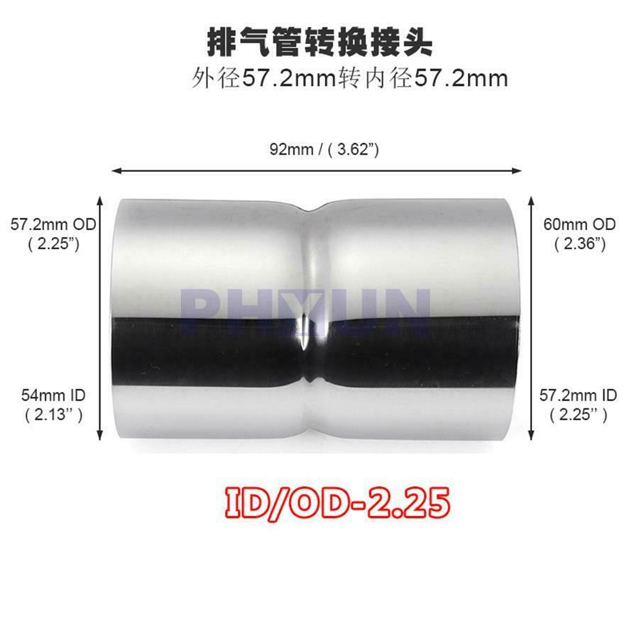2.25"ID to 2.25"OD Exhaust Pipe Connector Reducer Adapter Chrome Stainless Steel