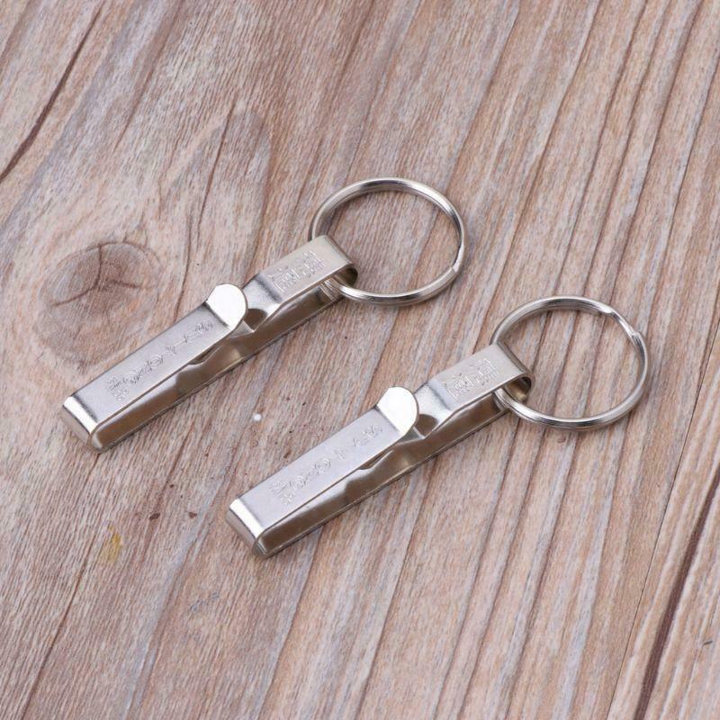 6Pcs Key Holder Stainless Steel Belt Clip Key Ring Useful Keychain Men Jewelry