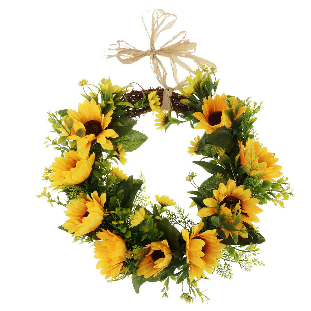 Christmas Artificial Rattan Silk Sunflower Wreath Home Front Door Decorations