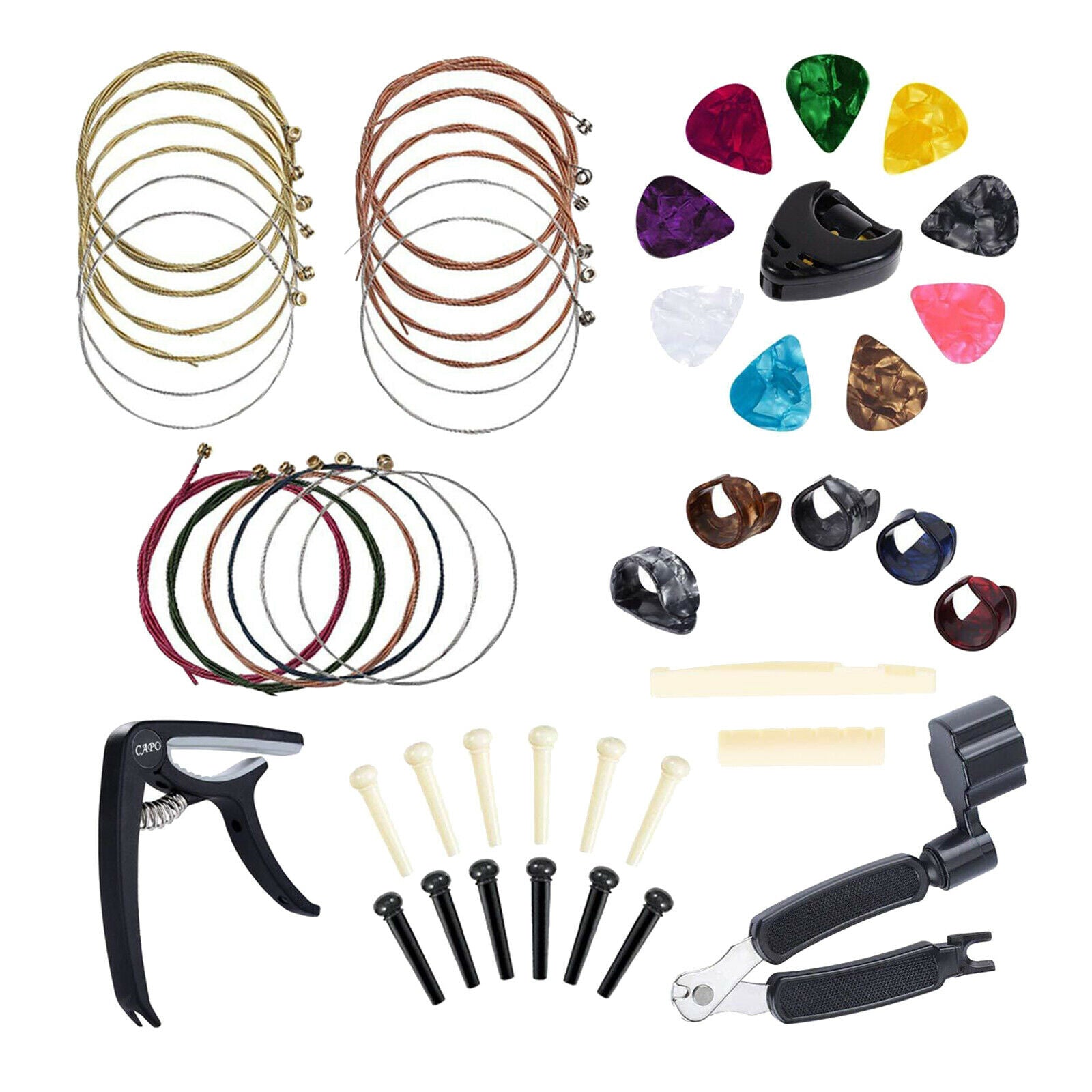 49pcs/set Guitar Accessories Kit Guitar Strings String Cutter String Winder,