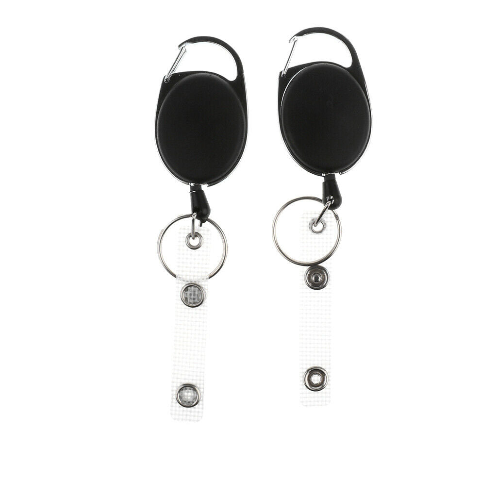 2pcs Durable 60cm Steel Wire Retractable Key Chain Key Ring Reel ID Holder