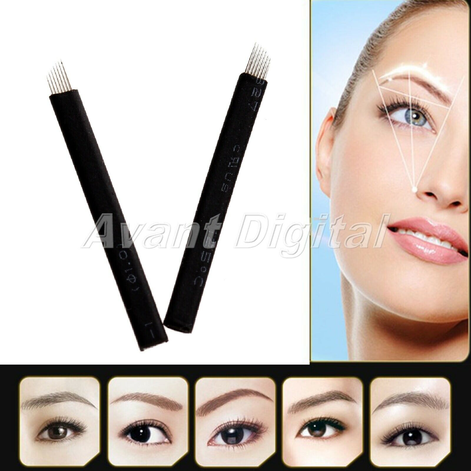 5PCS Microblading Pen Tattoo Needle Blades 7 Pin Eye Eyebow Permanent Makeup