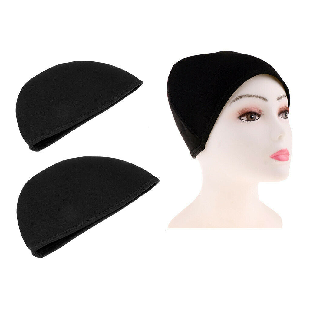 2Pcs 2mm Neoprene Men Women Beanie Hat Super Stretchy Warm Waterproof Swimming