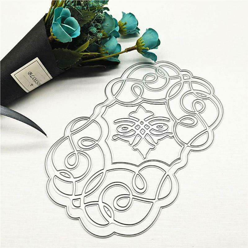 Striped Floral Background Metal Cutting Dies Greeting Card Stencil DIY Template