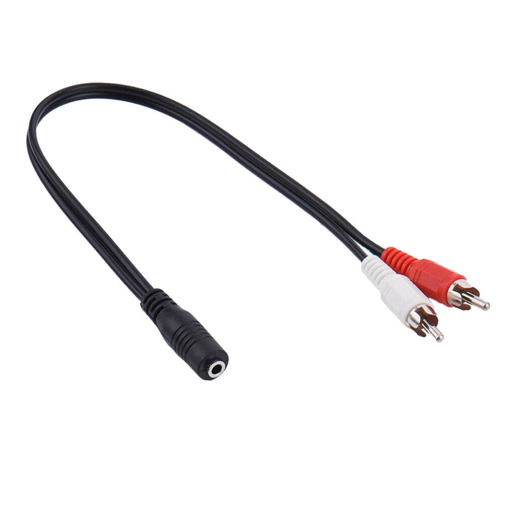 3.5mm Stereo Female   to 2 RCA Male Cable Adapter Cord For HDTV Speaker