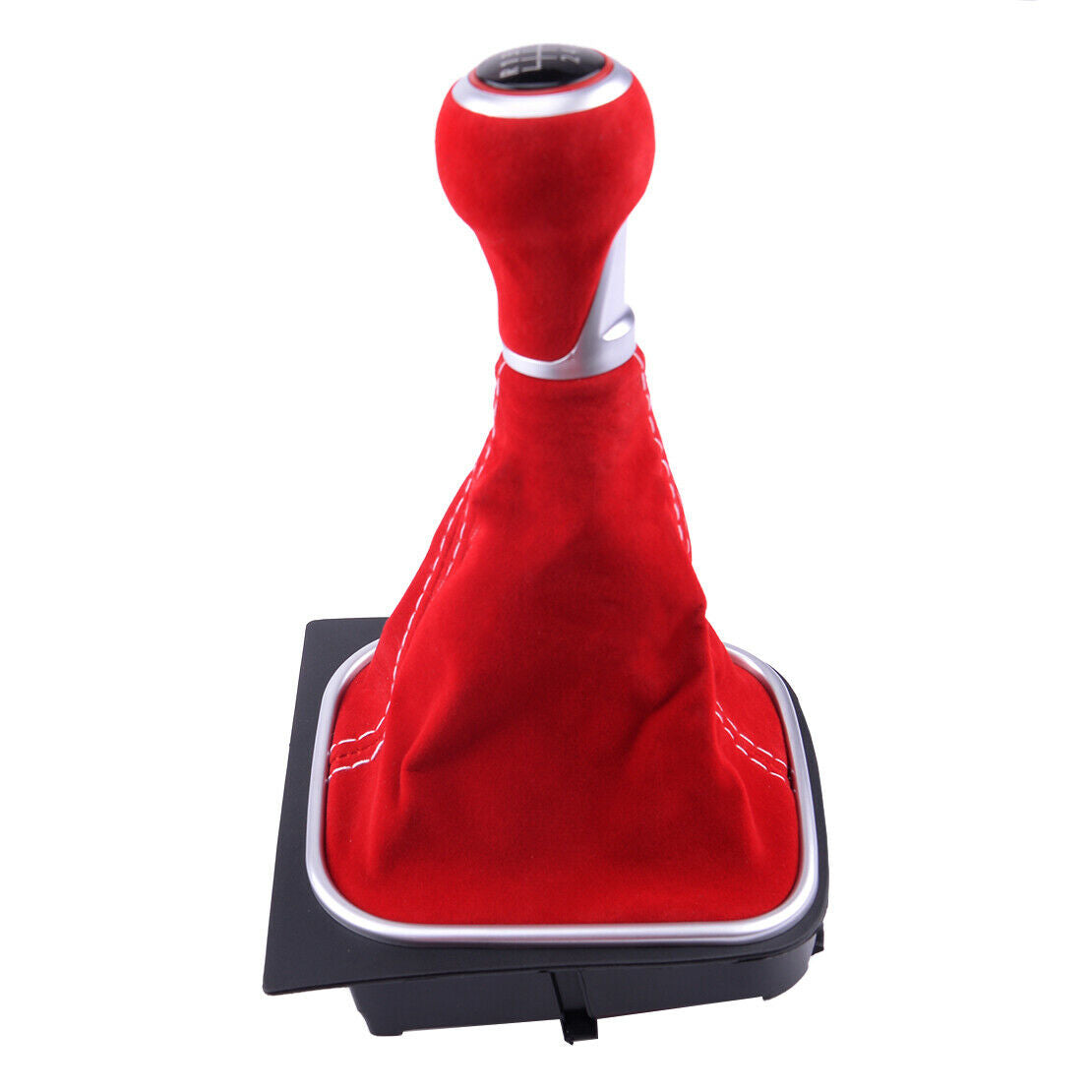 Red Suede Leather 6 Speed Gear Shift Knob Fit For VW Golf 5 6 R32 GTI 2004-2009