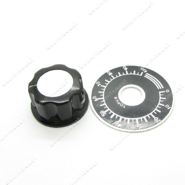 10 x Rotary Potentiometer Pot Knob Cap for 6mm Shaft + Counting Dial 0-100 Scale