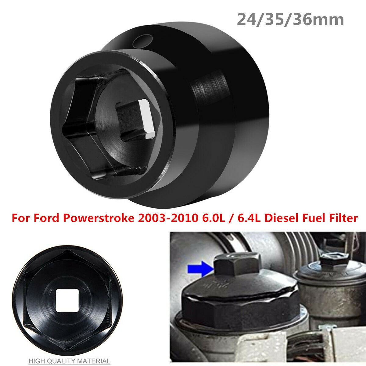 24/35/36mm Fuel Filter Cap Remover & Installer Tool For Ford 6.0L 6.4L 2003-2010